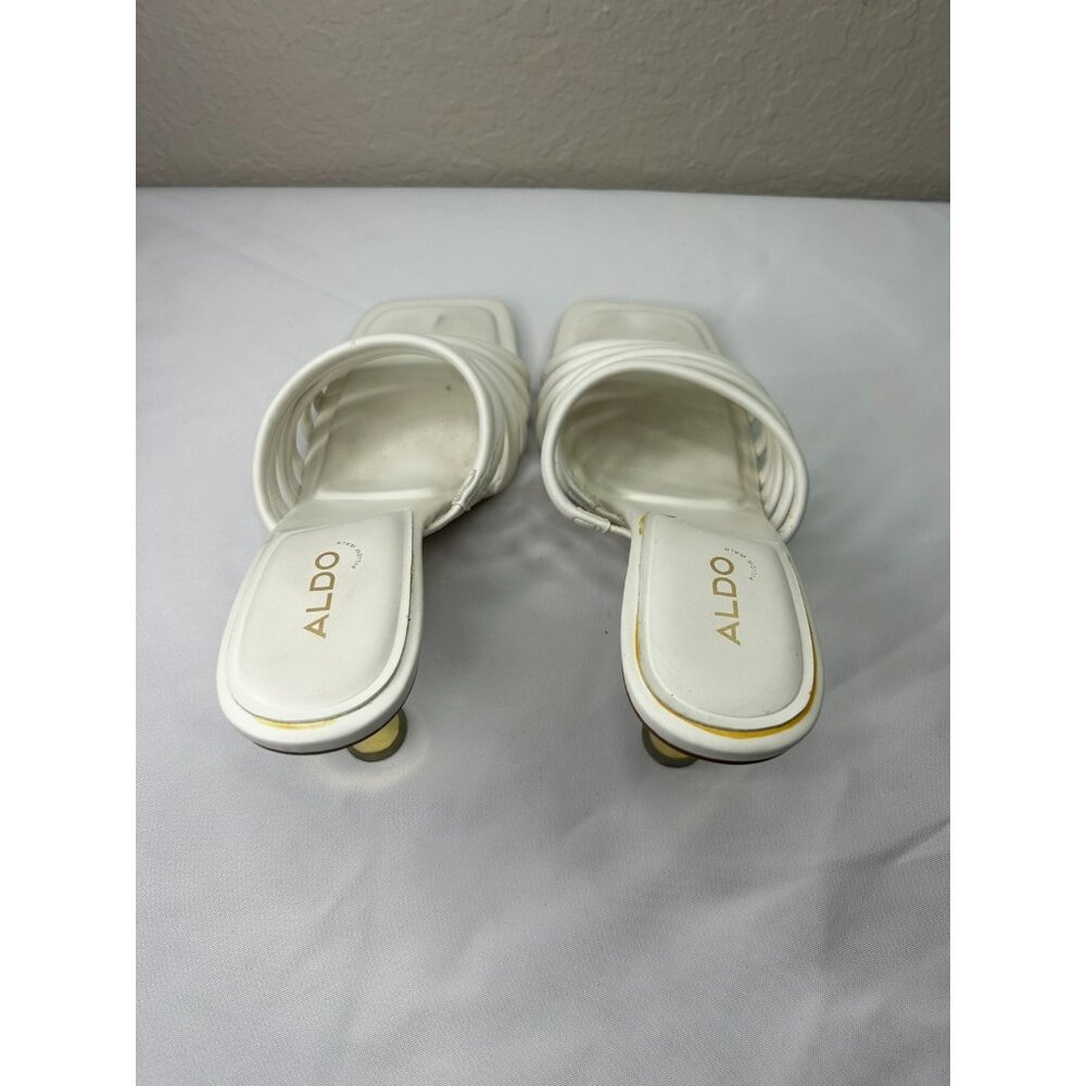 ALDO Harpa Strappy Heeled Mule Women's Size 7 White Leather Slip-on Sandals - Picture 3 of 9